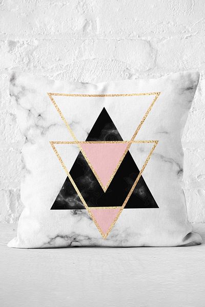 Realhomes Double Sided Gilt Color Inverted Triangle Pattern Decorative Raschel Knitted Pillow Throw Pillow Cover