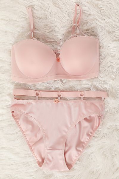 Le Jardin Set sutien necăptusit de culoare pudră