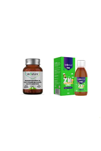 VeNatura Magnesium Citrate,P5P (B6) 90 Capsules + Zinc 100 ml for Children