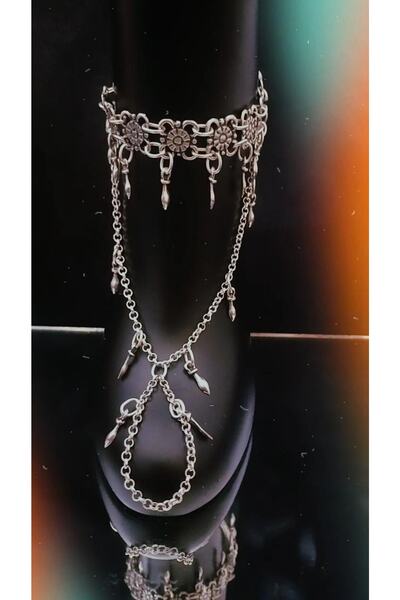 açılım collection Kadın Antik Gümüş Kaplama Halhal
