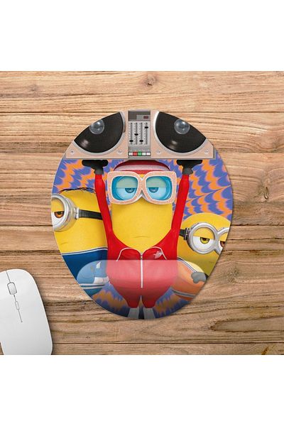 Pixxa Minions 2 - Minions: نموذج لوحة الماوس بمساعدة المعصم من Rise Of Gru - 3 بيضاوي
