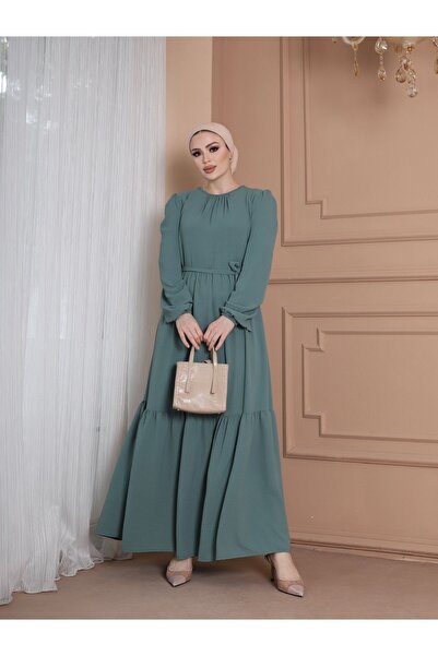 VOLT CLOTHİNG Šaty Ayrobin s páskem s volánovým detailem na límci