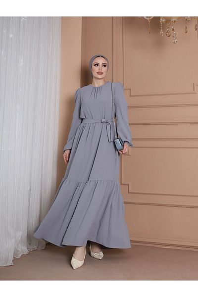 VOLT CLOTHİNG Ayrobin Kleid mit Gürtel und Rüschendetail am Kragen