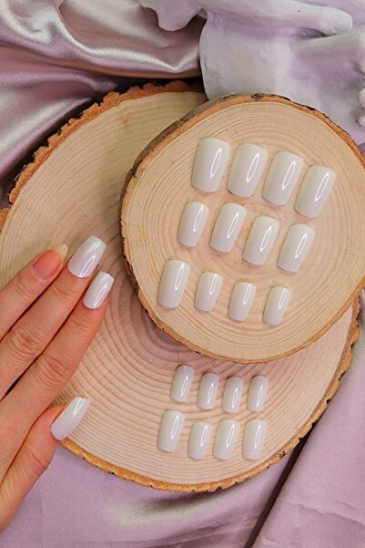 MUJGAN 12li Beyaz Küt Takma Tırnak T23