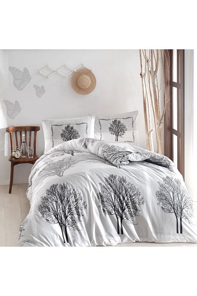 Altınbaşak Σετ Παπλωματοθήκη Tree Ranforce 200x220 (50x70) σε κουτί-γκρι