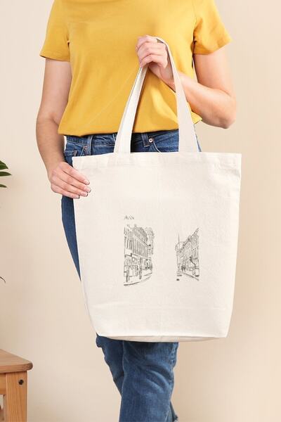 Müzik Reyonu Canvas Tote Bag 'Heavenly Parisienne Logo Design'