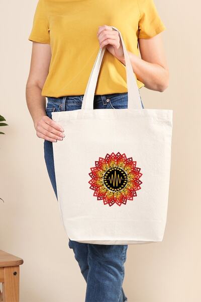 Müzik Reyonu حقيبة قماش فلور هويتشول مع ضربة قلب