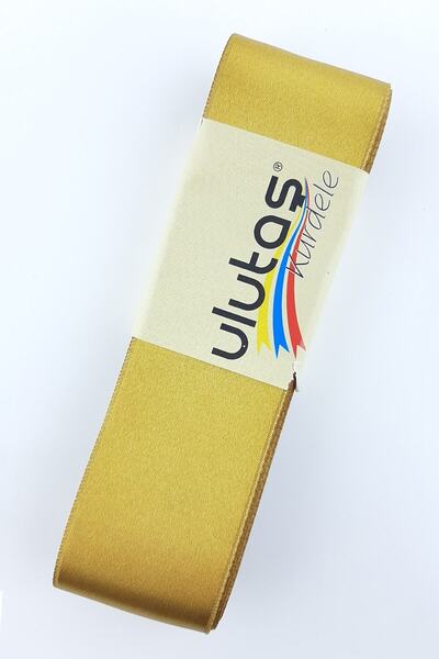 Ulutaş Materiale ornamentale Panglică din satin muștar Lățime 4 Cm 1 Minge 10...