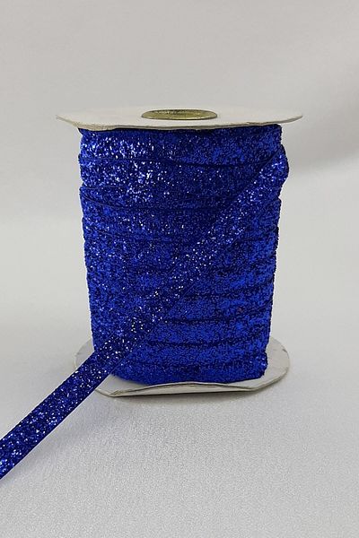 GELD Saks Blue Glitter Velvet Κορδέλα Πλάτος 1 cm 1 μέτρο – Κορδέλα – Κορδέλα