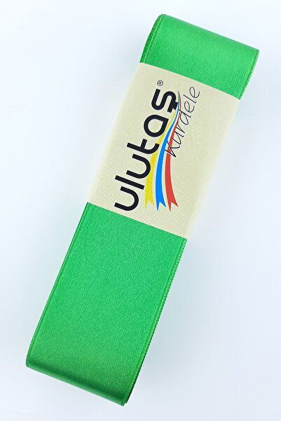 Ulutaş Materiale ornamentale Panglică verde satinată Lățime 4 Cm 1 Minge 10 M...