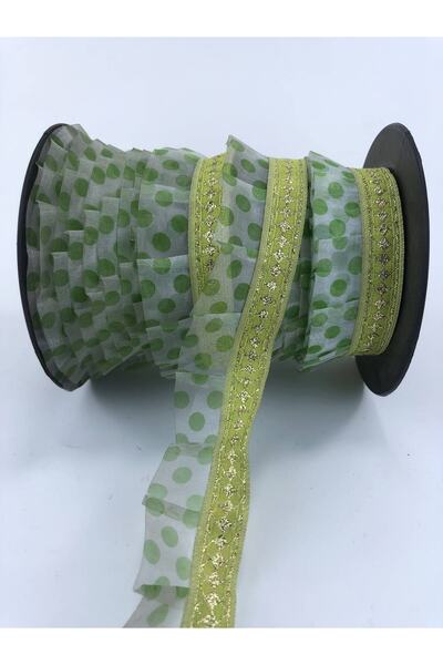 Bontex Διακοσμητική Κορδέλα Αξεσουάρ Πράσινη Κορδέλα με βολάν Πουά τεμαχίων –...