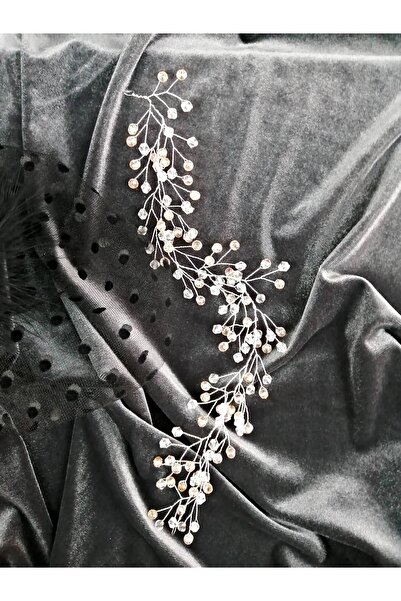 GELD Accesoriu pentru păr și turban cu mărgele transparente argintii pentru f...