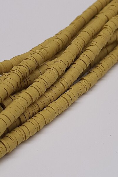 Bontex Mărgele din plastilină Fimo, culoare muștar, 6 mm, 1 șirag – Mărgele