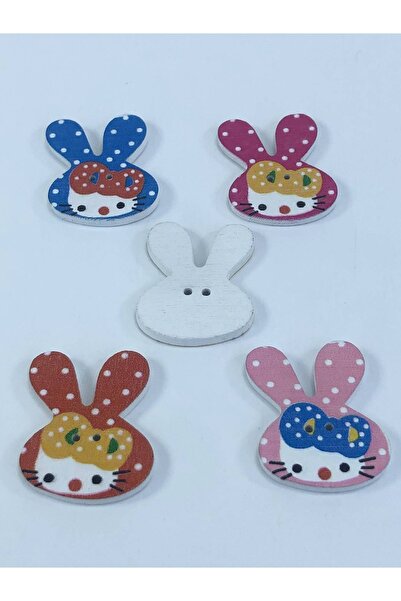 Bontex زر ملون منقوش على شكل أرنب 1 عبوة 5 قطع ألوان مختلطة – زر