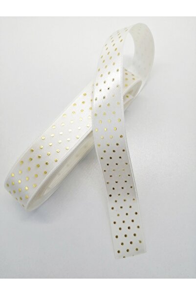 Bontex Λευκόχρυσο πουά Σατέν Κορδέλα 1 μέτρο πλάτος 2,5 εκ. – Κορδέλα – Κορδέλα