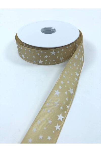 GELD شريط تغليف شريط تافيتا بنمط نجمة بلون عسلي بعرض 1 متر وعرض 2.5 سم – شريط...