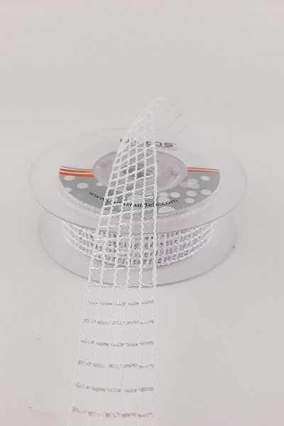 GELD Λευκή Διχτυωτή Κορδέλα Πλάτος 2,5 cm 1 Μέτρο – Κορδέλα – Κορδέλα