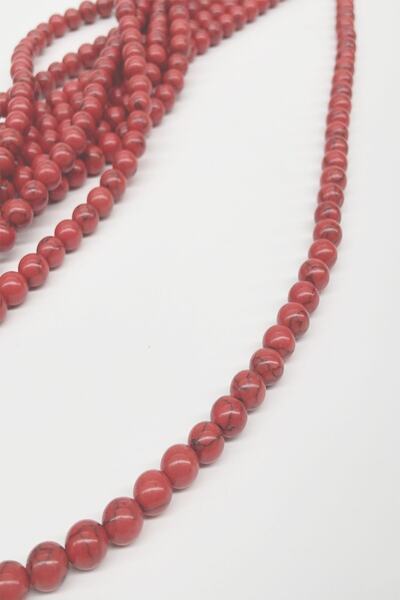 FdayAksesuar Sortiment de mărgele din sticlă roșie de 8 mm – Mărgele