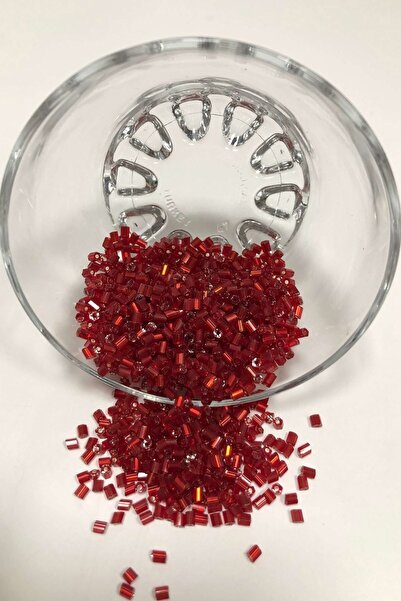 Bontex Прозрачни червени нарязани мъниста 1 опаковка 50 грама Размер 2-2,5 мм...