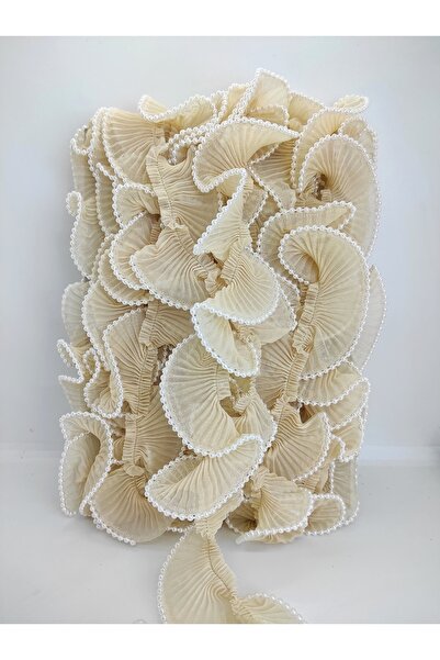 Bontex Διακοσμητική λωρίδα με πιέτες και βολάν από πέρλες βιζόν 1 μέτρο – Δια...