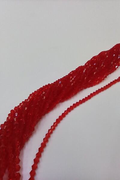 Bontex 1 șirag de mărgele de cristal roșu piramidal de 4 mm – Mărgele