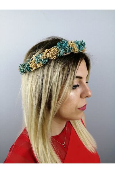 Bontex Coroană de flori uscate turcoaz crem – Coroană