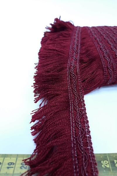 Genel Markalar Bordo Ip Püskül Saçak Şerit 1 Metre En 5 Cm – Dantel