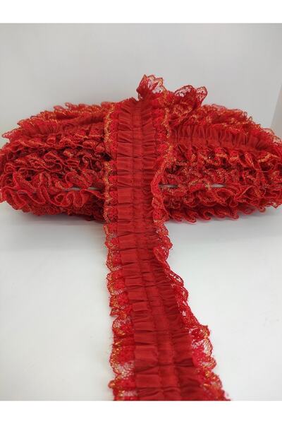 Bontex Ornament cu volane, roșu, galben, argintiu, dantelă bucăți, 1 metru – ...