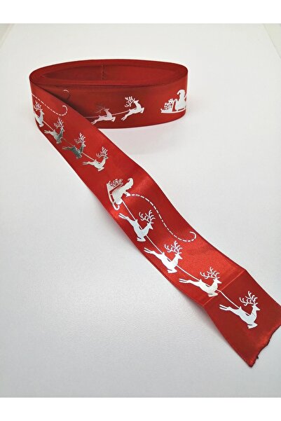 GELD Κόκκινη Σατέν Κορδέλα με σχέδιο ελάφι 4 εκ. 2 M – Κορδέλα – Κορδέλα