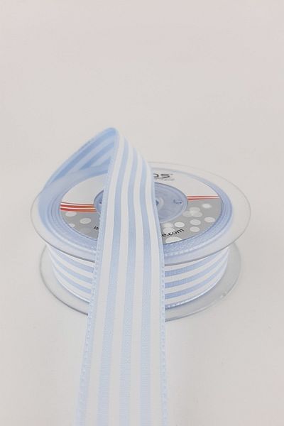 GELD Baby Blue White ριγέ ταφτά κορδέλα πλάτος 2,5 cm 1 μέτρο – Κορδέλα – Κορδέλα