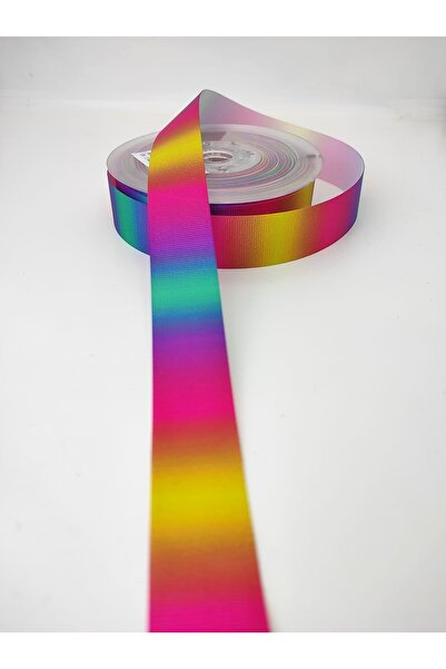 Genel Markalar Saç Bandı Rengarenk Gökkuşağı Desenli Grogren Kurdele 1 M En 2...