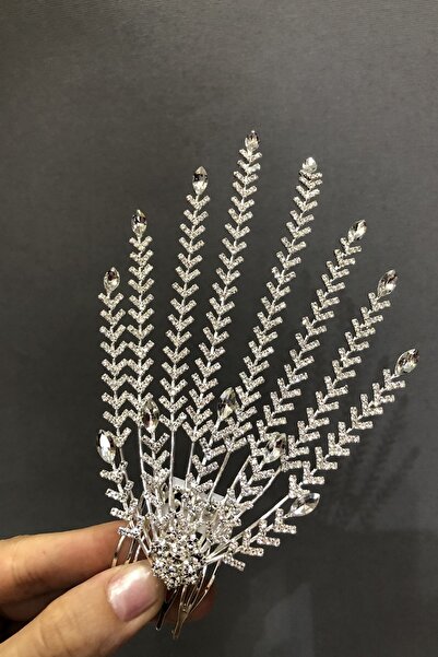 Bontex Agrafă de păr argintie cu frunze subțiri – Accesoriu pentru mireasă