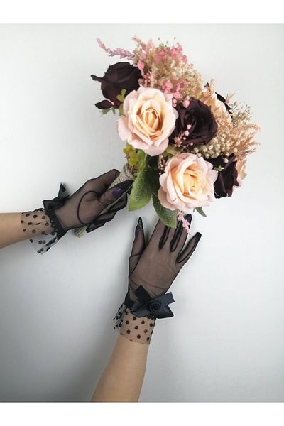 Bontex Σετ γάντια Eftelya Model Colorful Bridal Flower and Black Bow – Διακόσμηση με τεχνητά λουλούδια, Στολίδι για τραπέζι,