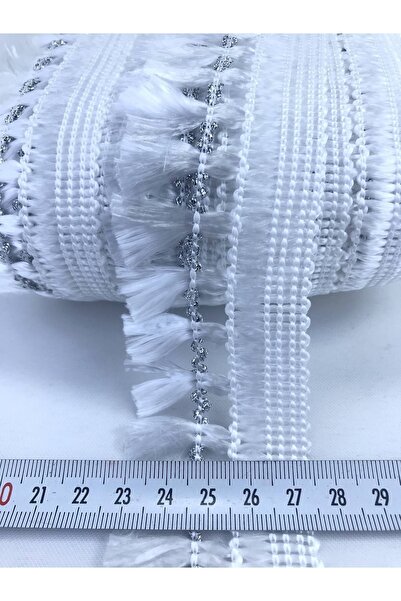 Bontex Beyaz Gümüş Saçak Püskül 1 Metre En 5 Cm – Dekoratif Şerit