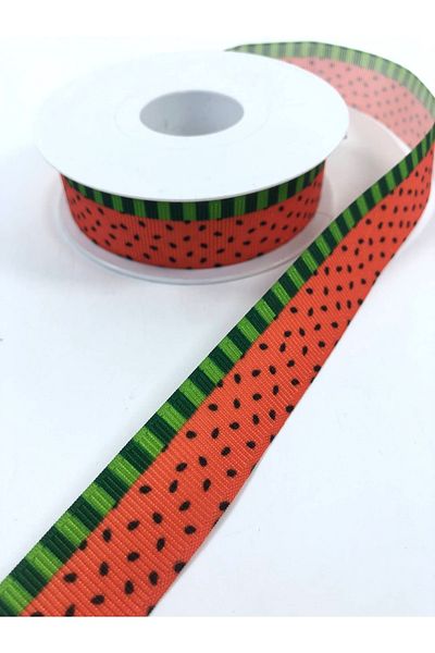 GELD Hair Band Red Green Watermelon Patterned Grosgrain Ribbon 1 Meter Width 2.5 cm – Ribbon – Ribbon