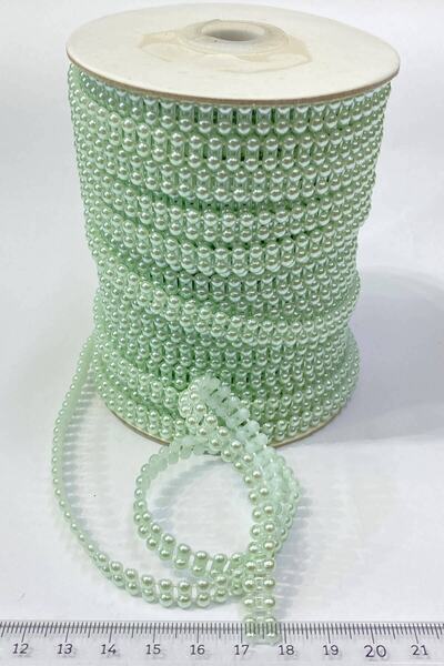 Bontex Panglică din plastic verde apă cu două rânduri jumătate perlat 4 mm 10 mt