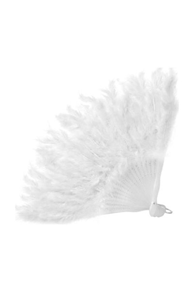 CAN Tüylü Yelpaze Kına Yelpazesi Beyaz ( 27 Cm * 37 Cm )