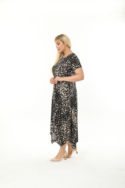 mami butik Plus Size Asymmetrical Skirt Short Sleeve Viscose Combed Cotton Stylish Comfortable Summer Dress