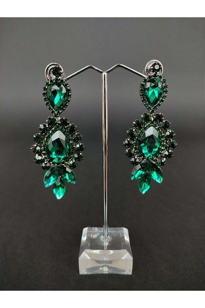Türkay Aksesuar Green Crystal Stone Henna Wedding Bridal Earring – Bijoux Earring – Bijoux Earring – Bijoux Earring