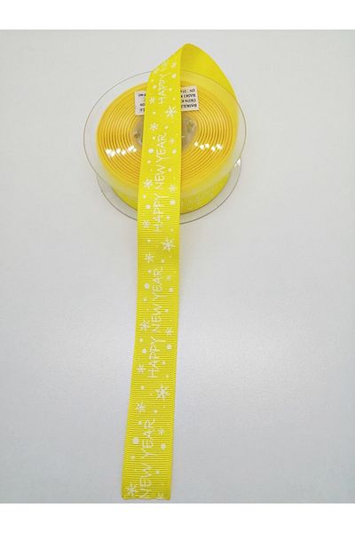 GELD Yellow Happy New Year Grosgrain Ribbon 2.5 cm 2 Meters – Ribbon – Ribbon