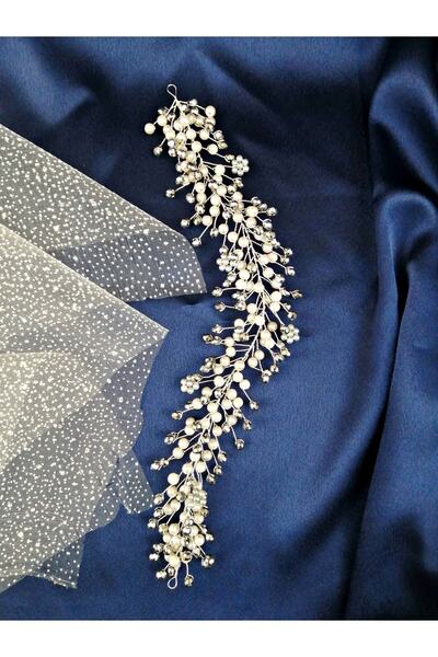 Bontex Accesoriu pentru păr și turban, rotund, argintiu, cu mărgele pentru fe...