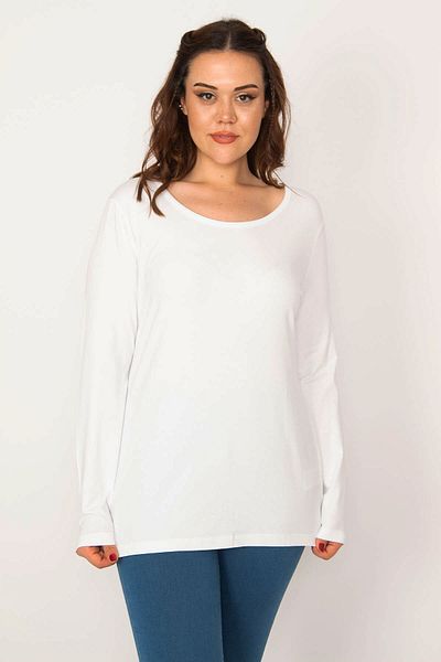 Şans Plus Size Blouse - White - Regular fit