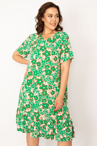 Şans Plus Size Dress - Green - Basic