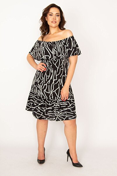 Şans Dámské velké černé šaty s límcem z viskózové látky Madonna 65n33529