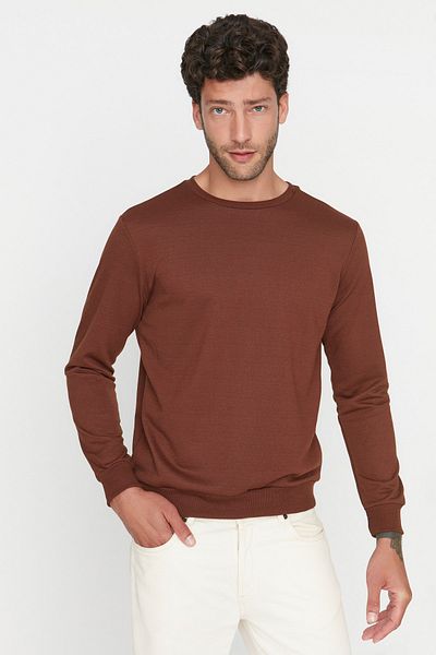 Trendyol Collection Μακρυμάνικο καφέ φούτερ - κανονική εφαρμογή TMNAW20sw0164