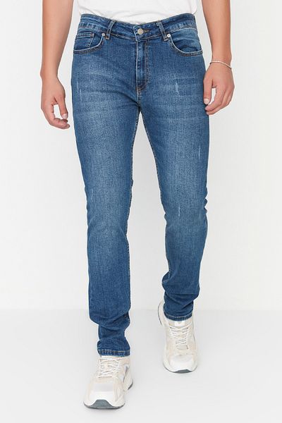 Trendyol Collection Men's Indigo Rake Destroyed Skinny Fit Jeans Denim Trousers TMNAW23JE00035