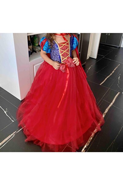 Mashotrend Kız Çocuk Kırmızı Pelerinli Tarlatanlı Pamuk Prenses Kostümü