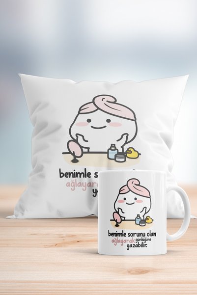 WixelArt Benimle Sorunu Olan Ağlayarak Günlüğüne Yazabilir Baskılı Hediyelik ...