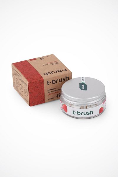 TBRUSH مجموعة العناية بالأسنان الطبيعية للأطفال - فرشاة تي باللون الأزرق الكبير