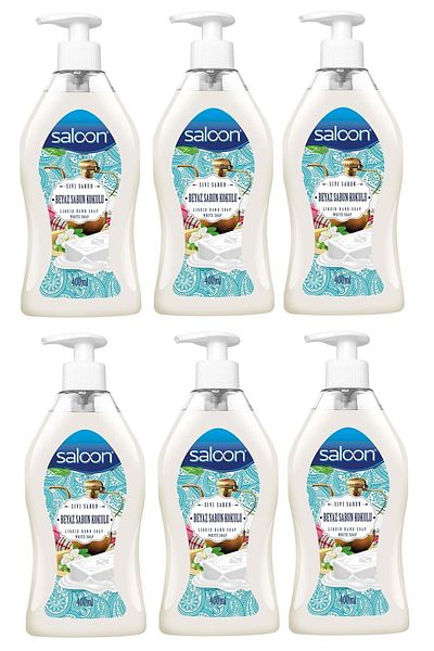 Saloon Liquid Soap White Soap Scented 400 Ml Pack of 6